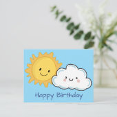 Happy Kawaii Sun und Cloud Postkarte (Stehend Vorderseite)
