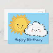 Happy Kawaii Sun und Cloud Postkarte (Vorne/Hinten)