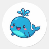 Happy Kawaii Whale Sticker - Niedlicher Ocean Frie (Vorderseite)