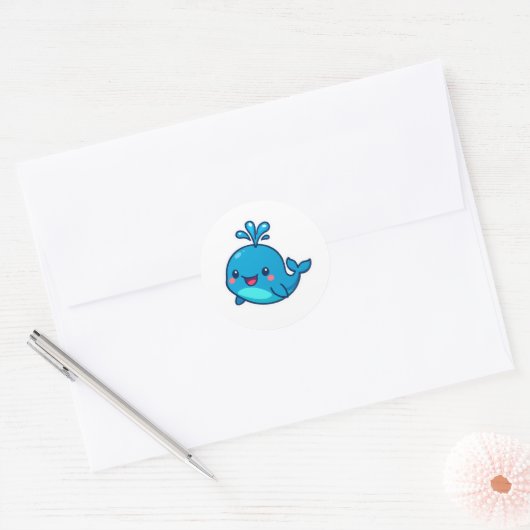Happy Kawaii Whale Sticker - Niedlicher Ocean Frie (Umschlag)