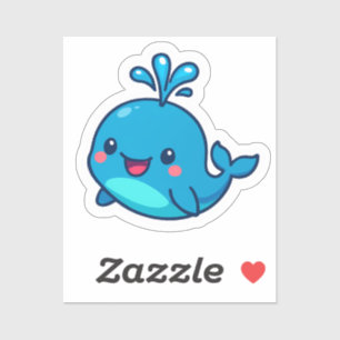 Happy Kawaii Whale Sticker - Niedlicher Ocean Frie