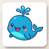 Happy Kawaii Whale Sticker - Niedlicher Ocean Frie Getränkeuntersetzer (Vorderseite)