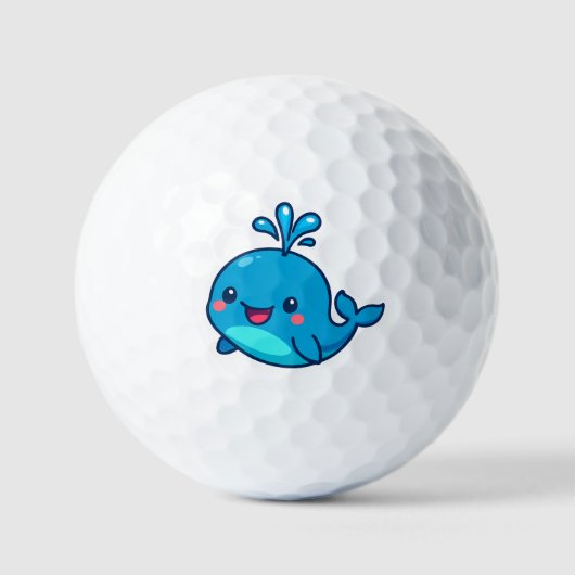 Happy Kawaii Whale Sticker - Niedlicher Ocean Frie Golfball (Vorderseite)