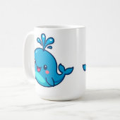 Happy Kawaii Whale Sticker - Niedlicher Ocean Frie Kaffeetasse (Vorderseite Links)