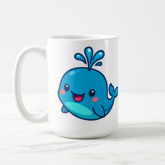 Happy Kawaii Whale Sticker - Niedlicher Ocean Frie Kaffeetasse (Links)