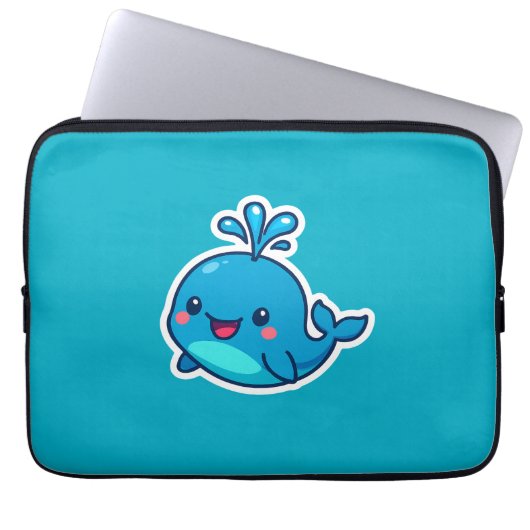 Happy Kawaii Whale Sticker - Niedlicher Ocean Frie Laptopschutzhülle (Vorderseite)