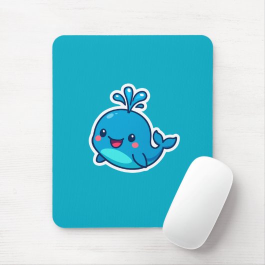Happy Kawaii Whale Sticker - Niedlicher Ocean Frie Mousepad (Mit Mouse)