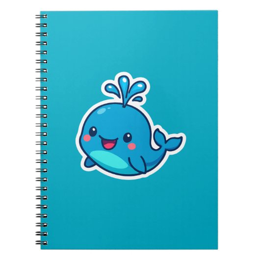 Happy Kawaii Whale Sticker - Niedlicher Ocean Frie Notizblock (Vorderseite)