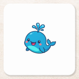 Happy Kawaii Whale Sticker - Niedlicher Ocean Frie Rechteckiger Pappuntersetzer