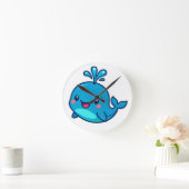 Happy Kawaii Whale Sticker - Niedlicher Ocean Frie Runde Wanduhr (Zuhause)