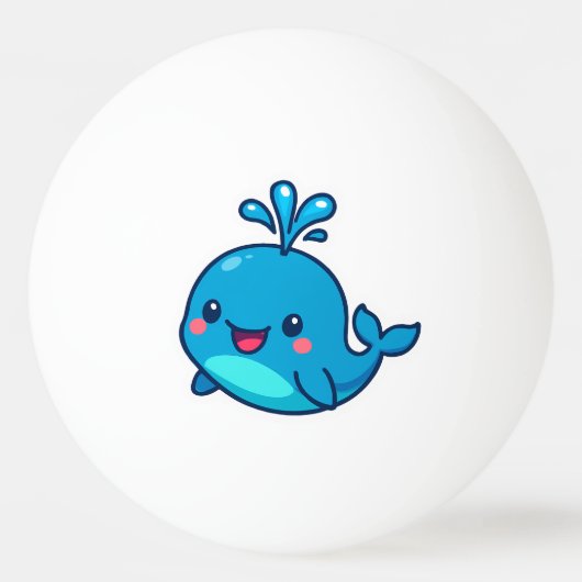 Happy Kawaii Whale Sticker - Niedlicher Ocean Frie Tischtennisball (Vorderseite)