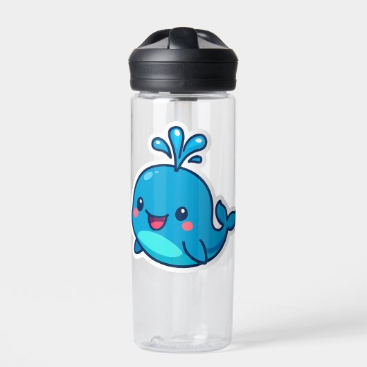 Happy Kawaii Whale Sticker - Niedlicher Ocean Frie Trinkflasche (Vorderseite)