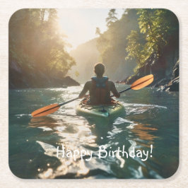 Happy Kayaking Rechteckiger Pappuntersetzer