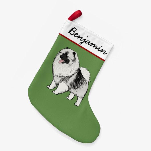 Happy Keeshond Cartoon Dog Niedlich Kees Holiday Kleiner Weihnachtsstrumpf (Vorderansicht (hängend))