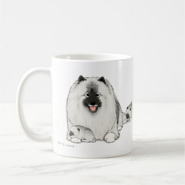 Happy Keeshond Hund mit Niedlichen Welpen Kaffeetasse