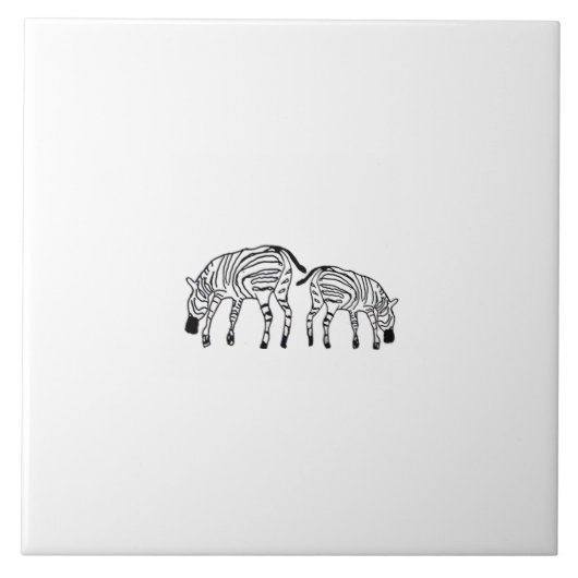 Happy Kenyan Zebras White Fliese (Vorderseite)