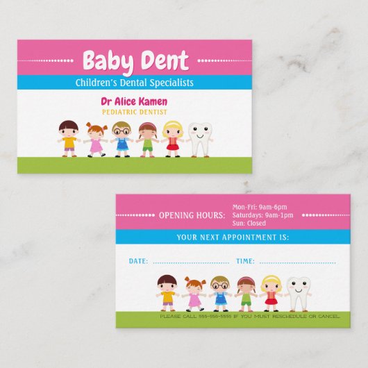 Happy Kids and Tooth | Pädiatrische Zahnärztin Visitenkarte (Vorne/Hinten)
