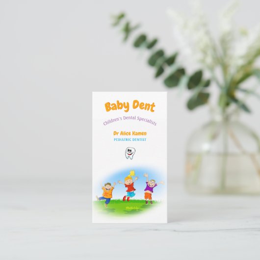 Happy Kids and Tooth | Pädiatrische Zahnärztin Visitenkarte (Stehend Vorderseite)