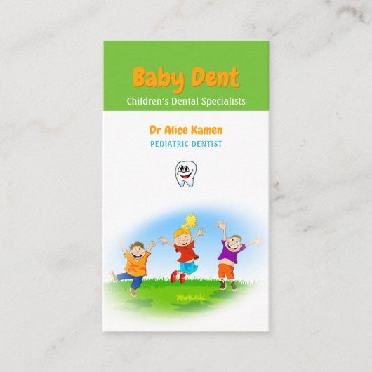 Happy Kids and Tooth | Pädiatrische Zahnärztin Visitenkarte (Vorderseite)