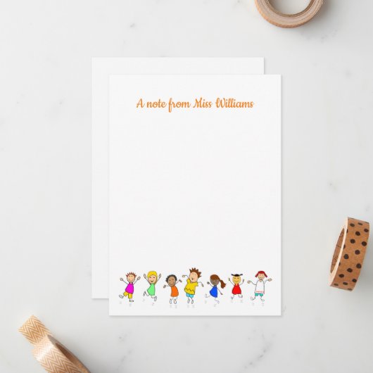 Happy Kids eine Botschaft von Lehrer Personalisier Mitteilungskarte (Vorderseite/Rückseite Beispiel)