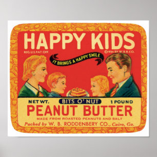 Happy Kids Peanut Butter Kairo Georgia USA Vintag Poster