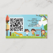 Happy Kids Playground Childcare Daycare QR Code Visitenkarte (Rückseite)