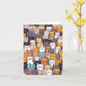 Happy Kitty Birthday Karte (Gelbe Blume)