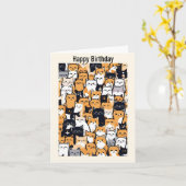 Happy Kitty Birthday Karte (Gelbe Blume)