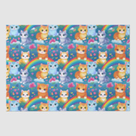 Happy Kitty Cats auf Regenbogenwolken Seidenpapier