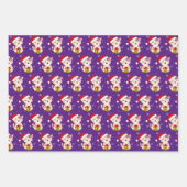 Happy Kitty Christmas Wrapping Paper Set von 3 Geschenkpapier Set (Vorderseite 2)
