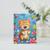 Happy Kitty Garden Postkarte (Stehend Vorderseite)