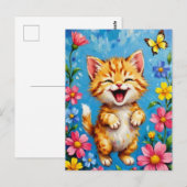 Happy Kitty Garden Postkarte (Vorne/Hinten)