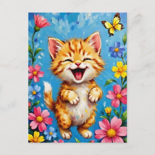 Happy Kitty Garden Postkarte (Vorderseite)