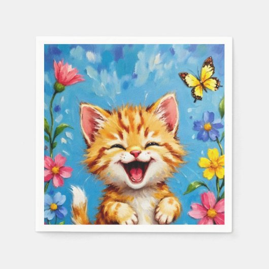 Happy Kitty Garden Serviette (Vorderseite)