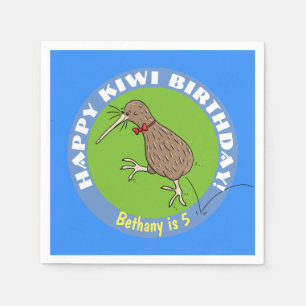 Happy Kiwi Cartoon Vogel mit Bogen Krawatte Serviette