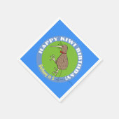 Happy Kiwi Cartoon Vogel mit Bogen Krawatte Serviette (Ecke)