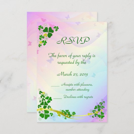 Happy-Kleeblatt-RSVP-Karten RSVP Karte (Vorne/Hinten)