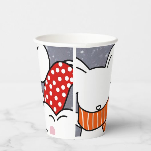 Happy kleine weiße Mäuse feiern Weihnachten Pappbecher (Rechts)