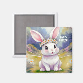 Happy kleinen Hase 2, Ostern Magnet (Vorderseite/Rückseite)