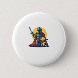Happy Knight mit Hund für lustige Erwachsene und K Button