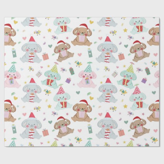 Happy Koala Bear Weihnachtsmuster Geschenkpapier (Flach)