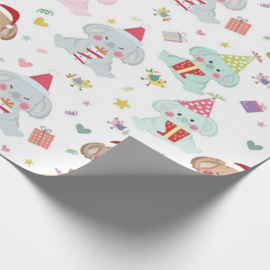 Happy Koala Bear Weihnachtsmuster Geschenkpapier (Ecke)
