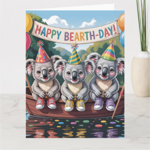 "Happy Koala-Geburtstag" Boots-Party-Illustration Karte