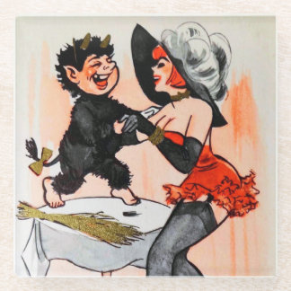 Happy Krampus mit Temptress Vintage Weihnachten Glasuntersetzer