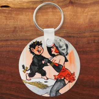 Happy Krampus mit Temptress Vintage Weihnachten Schlüsselanhänger