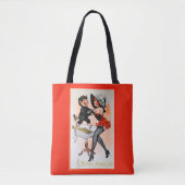 Happy Krampus und Temptress Vintage Weihnachten Tasche (Vorderseite)