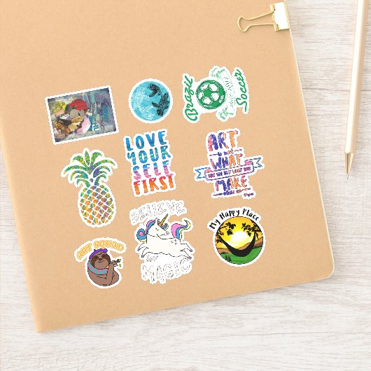 Happy Künstlerisch Unicorn Sloth Sticker (Notizbuch)