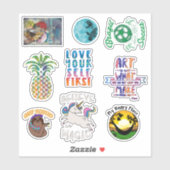 Happy Künstlerisch Unicorn Sloth Sticker (Blatt)