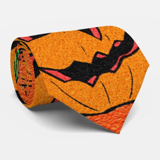 Happy Kürbislaterne Cartoon Pattern Krawatte (Gerollt)