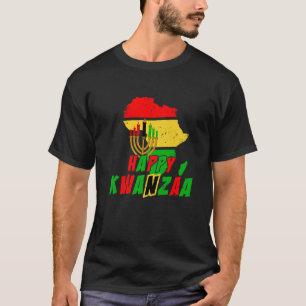 Happy Kwanzaa 7 Grundsätze Afrika Kontur Celebrat T-Shirt